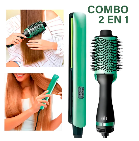 Cepillo Secador + Plancha Profesional Aguacate Pro 2 en 1